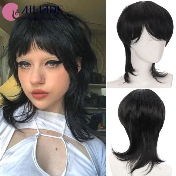 Perruques AILIADE perruques synthétiques courtes droites pour hommes femmes noir blond Cosplay fête Halloween perruque résistant à la chaleur quotidien faux cheveux