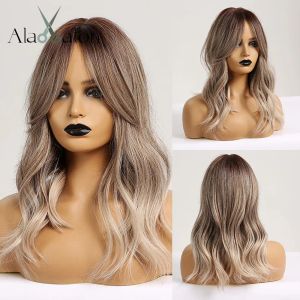 Perruques Alan Eaton Wig Synthetic Hair ombre brun clair