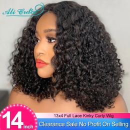 Perruques Ali Grace Hair Kinky Curly Lace Lace Front Perruque Fracée de dentelle 13x4 Perruque frontale Remy Perruques de cheveux humains Percus de cheveux pour bébé