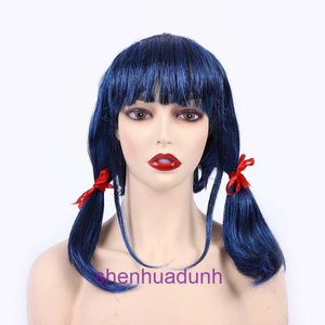 Perruques et morceaux de cheveux Ladybug Girl Wig Set Miraculous Ladybugcosplay Blue Black Cat Wig