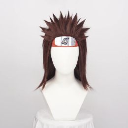 Wigs Anime Choji Akimichi Synthetische haarcosplay pruik (met een rode hoofddeksel) + pruik Cap