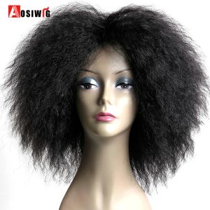 Wigs Aosi Wig Kort Fluffy Hair Afro Kinky Kinky Kinky Black Bruine Natuurlijke hittebestendige synthetische cosplaypruiken voor zwarte vrouwen