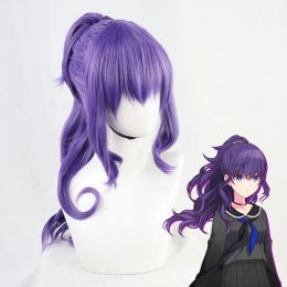 Perruques Asahina Mafuyu Cosplay Wig Purple Long Curly Temples Pony Pony Resir Role Role Role Role Vtuber Wigs
