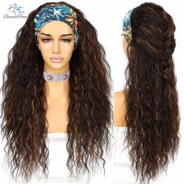 Wigs Beautytown Long Kinky Curly Jbrown Diadema de cabeza completa Peluca Daily Wedding Fiest Wig Ombre Blonde Synthetic Hair Wig