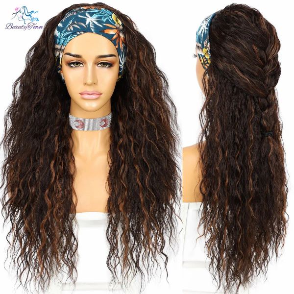 Perruques Beautyown Long Long Kinky Curly Jbrown Band Machine Full Machine Wig Wedding Party Highlight Wig ombre Blonde Synthetic Hair Wig