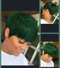Perruques beisdwig perruques synthétiques mixtes pour les femmes noires / blanches courtes vertes vertes thermos coiffures réistantes pour les coupes de cheveux des femmes