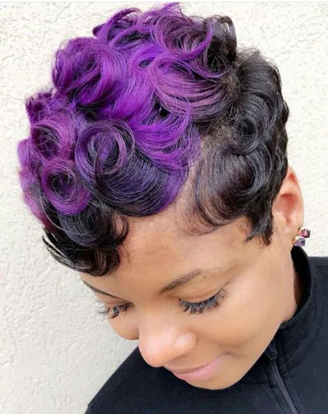 Perruques BeiSDWig – perruques synthétiques bouclées pour femmes noires, cheveux noirs violets, coiffures Afro courtes pour femmes