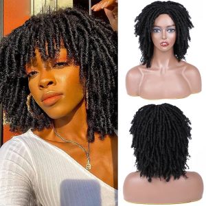 Perruques Belle Show 6 pouces dreadlock Goddess Faux Locs Curly Twist Wig Short Bob Hair Synthetic Lace Front Perruques pour femme Purple Green