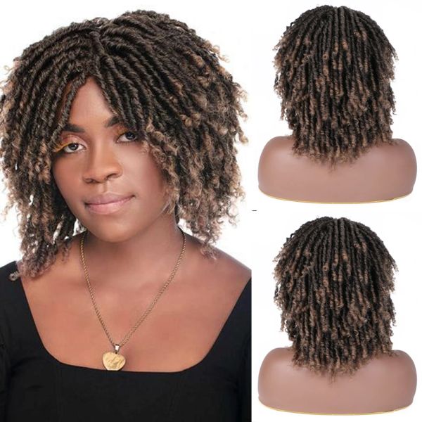 Perruques Belle Show Synthetic Dreadlock Wigs 14 pouces courte afro twist verrouilles perruque Crochet Braidage Hair Wig for Black Women