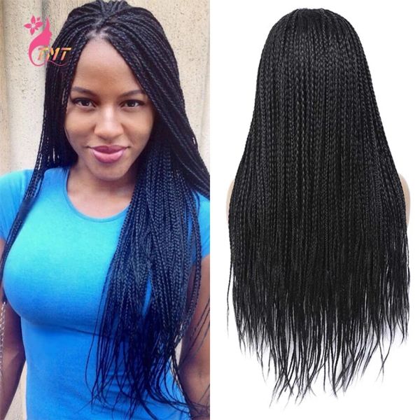 Perruques Black Box tressé Wigs Traids Perruques pour femmes noires longues Synthétiques Hair sans monuments Micro Traids Africain Remplacement Perruque