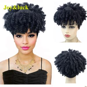 Perruques bandeau noir perruque courte Afro crépus bouclés avec frange femmes perruques bonne qualité synthétique haute température Fiber cheveux