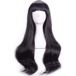 Perruques Black Wavy Wig Feishow Synthétique résistante à la chaleur 26 "Long Hair Halloween Costume Costoon Cosplay Salon Party Poice