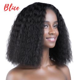 Pelucas Blice 14 pulgadas pelucas sintéticas medias rizadas Kanekalon resistente al calor de agua ondulada de piel afroamericana