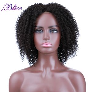 Pelucas Blice Afro Kinky Curly Middle Cierre Camino de pelucas Naturales Color de cabello sintético Natural de 16 pulgadas para mujeres para mujeres