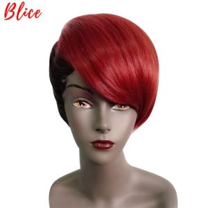 Wigs BLICE POUR FEMMES Synthétique courte droite 8 pouces Mélange de perruque Couleur FT1B / 530 # Droite Bang Afro-American Wine Red Wigs