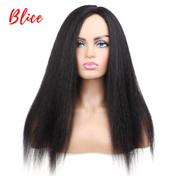 Pelucas Blice Pelucas de pelo sintético liso y rizado largo, adorno de piel para mujeres afroamericanas, peluca Afro Kanekalon de 1822 pulgadas, todo color