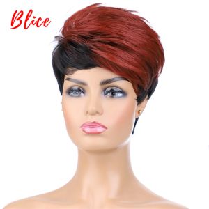 Pelucas Blice Cabello sintético Mezcla Color pelucas Short Wavy para mujeres negras Envío gratis Resistente al calor Kanekalon Wig 1B/Bug