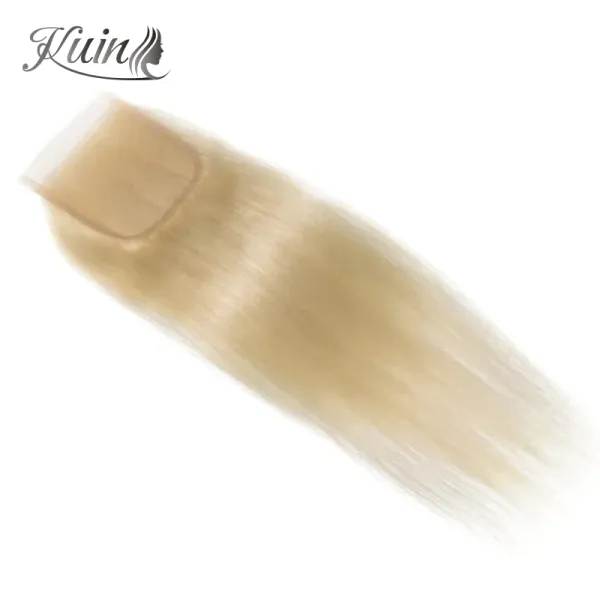 Perruques Blonde 613 Clôture en dentelle Clôture de cheveux droits Prépaillé Brésilien Brésilien Remy Human Hair Free Part 4x4 Ferme de peau de fonte