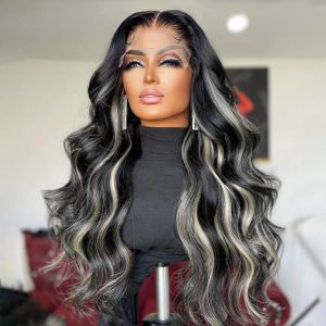 Perruques blondes mettant en évidence des perruques de cheveux humains frontaux en dentelle transparente 13x4 Wig de vague de corps avant de dentelle sans glue pour femmes noires