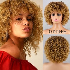 Pruiken Blonde Pruik Afrikaanse Krul Afro-Amerikaanse Vrouwen Grote Rolpruik Dagelijks Feest Hoge Temperatuur Vezel Synthetische Pruik