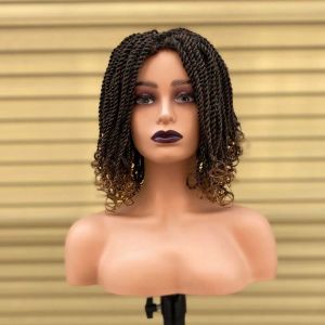 Boîte de perruques Wigs tressés pour les femmes noires Crochet de chaleur Crochet Kinky 2 Twist ombre Blonde africain synthétique Bob Bob Bob Braidage Perne