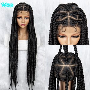 Perruques Wigs tressées pour femmes noires Wig de dentelle synthétique Bigless Boîte nouée Braids Wig 613 Blonde Blonde Full Lace Cornrow Traided Wigs