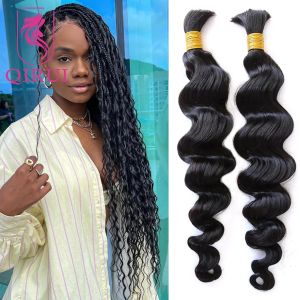 Perruques Brésilien Wave Wave en vrac Cheveux humains pour tresser Wavy No Waft Balk Hair Bundles 100g Boulk Hair Bundles Wholesale for Boho Braids