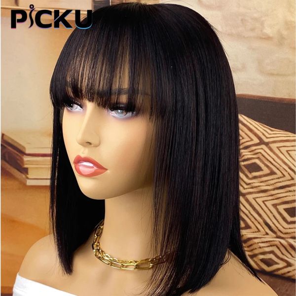 Perruques Wig Brésilien Human Hair Wig avec frange remy Remy Hair Bob Wigs Machine complète Fabriée pour femmes 816 pouces pas de linage Bob Wigs