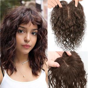 Pruiken Ademend Natural Bruin Full Silk Base Human Hair Topper Women Toupee Braziliaanse maagdelijke haarstukken hoofdhuid Top overlay krullend haar