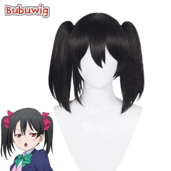 Perruques Bubuwig Synthetic Hair Lovelive Perfect Dream Project Nico Yazawa Cosplay Wig Love Live 35cm Black Pony Pony Pony Wigs résistant