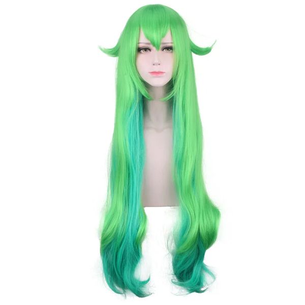 Perruques ccutoo 100 cm vert bleu mélange bouclés longue perruque synthétique LOL Lulu Soraka Star Guardian League of Legends Cosplay Costume perruques cheveux