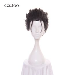 Wigs ccutoo 12inch Men's Black Grey Mix Hair Re:Zero kara Hajimeru Isekai Seikatsu Subaru Natsuki Short Synthetic Cosplay Wig