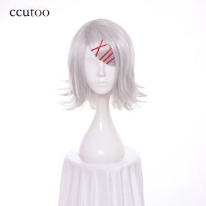 Pelucas CCUTOO 35cm Tokio Ghoul Juzo Suzuya / REI PELIZACIÓN SINTÉTICA CURLE CURL GRIA COSPLAY CABO CAILLO Resistencia al calor Fibra