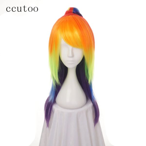 Pelucas ccutoo 65 cm My Littly Pony Mix Peluca Larga Recta con un Solo Chip Cola de Caballo Peluca sintética Pelucas para Disfraces Cosplay Resistencia al Calor