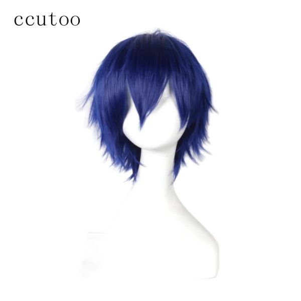 Perruques ccutoo bleu court moelleux couches 30 cm Date A Live Shido Itsuka cheveux synthétiques Cosplay perruques complètes fibre de résistance à la chaleur