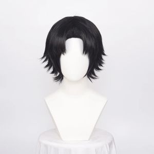 Perruques Ccutoo Men's Black Synthetic Hunter x Hunter Captain Chrollo Lucilfer Wigs Short Cosplay Costume Wigs Wigs Halloween Party Play