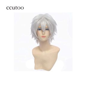 Perruques ccutoo hommes argent blanc court Shaggy couches cheveux synthétiques le futur journal Akise Aru / Sakata Gintoki Cosplay Cos perruques