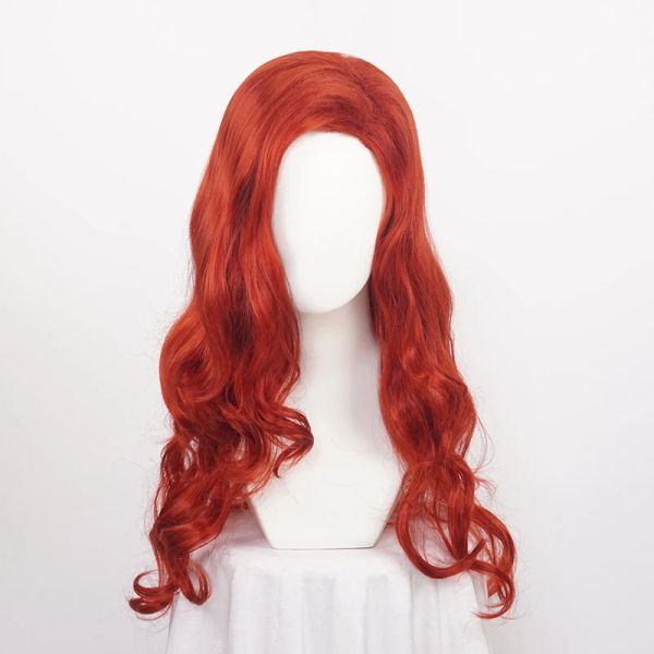 Perruques ccutoo litière synthétique sirène cosplay perruque Pincess Ariel Red Wavy Hair Party Party Role avec une casquette de perruque gratuite