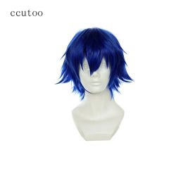 Perruques ccutoo Tokyo Ghoul Kirishima Ayato 12 "bleu court moelleux couches synthétiques cheveux pour hommes Cosplay Costume perruques fibre de résistance à la chaleur