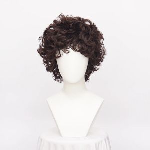 Perruques ccutoo perruque étrangère des choses onze Luca Cosplay Wig Short Brown Brown Curly Synthetic Cosplay Wigs Hair + Free Wig Cap