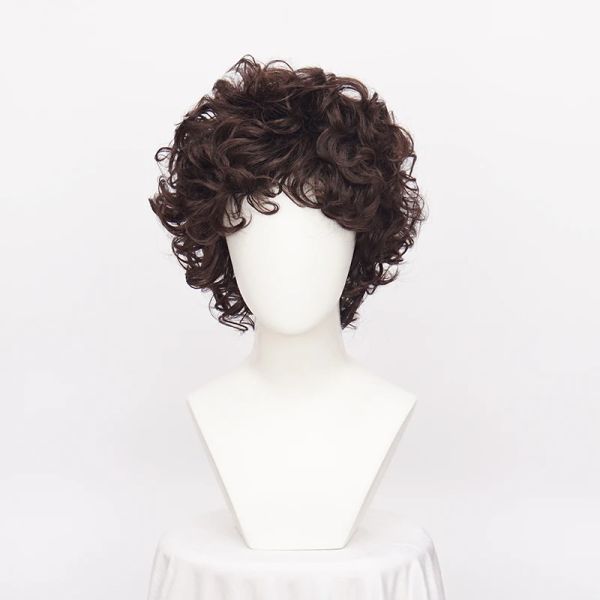 Perruques ccutoo perruque Stranger Things onze Luca Cosplay perruque courte brun foncé bouclés synthétiques Cosplay perruques cheveux + bonnet de perruque gratuit