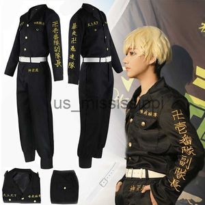 Wigs Chifuyu Matsuno Cosplay Anime Tokyo Revengers Embroidery Pruik Black Uniform Pants Belt Halloween Party Role Play Outfits X0901