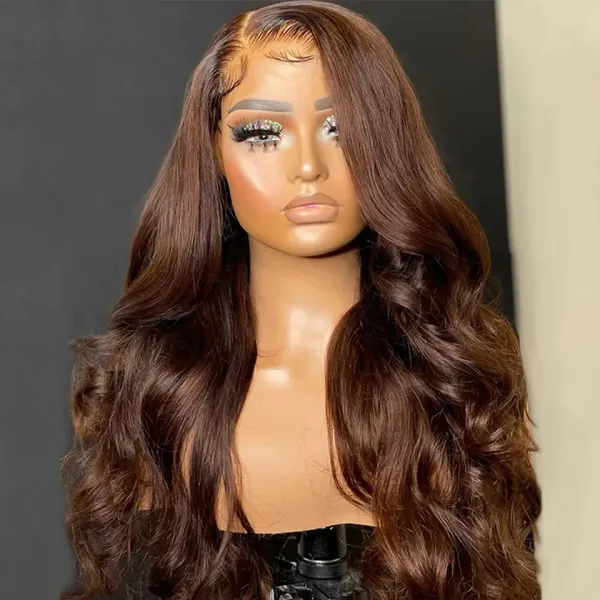 Perruques Chocolate Brown Body Wave Lace Frontal Wigs orange Ginger Heuv Hair Wigs Brésilien Remy 13x5 HD Lace Dentelle Wigless pour femmes