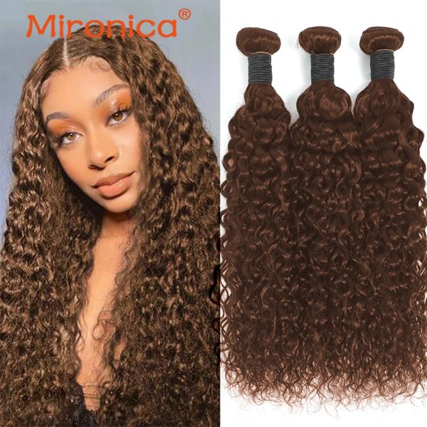 Pelucas de chocolate marrón brasileño human bundle ola de agua tejido humano Remy Extensiones humanas para mujeres afroamericanas