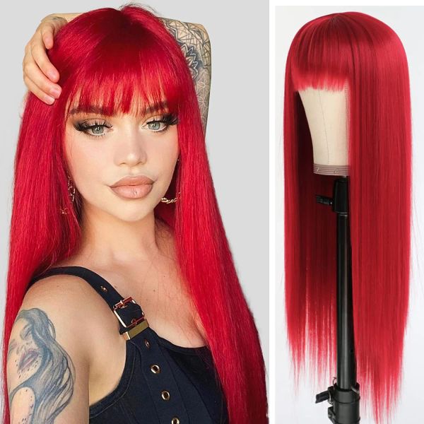 Pelucas Chorliss Pelucas de pelo sintético largas y rectas Ombre Rojo Rubio Rosa Gris Peluca de cosplay resistente al calor para mujeres blancas y negras Uso diario