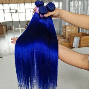 Pruiken kleurrijk blauw bot rechte menselijk haar bundels remy maagdelijk menselijk haar Braziliaans weven 1/3/4 bundels deal 28 30 inches