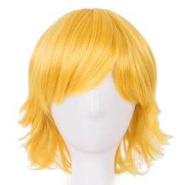 Perruques Cosplay Wig Feishow Synthétique résistante à la chaleur Costume de cheveux ondulés Cosplay Halloween Carnival Events Party Yellow Poice jaune