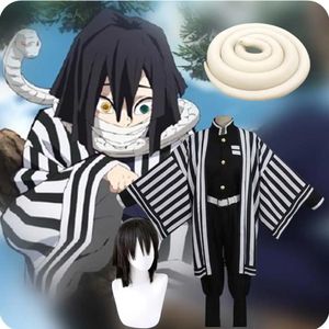 Pruiken Cosplay Pruiken Anime Kimono Demon Slayer Cosplay Kimetsu Geen Yaiba Iguro Obanai Kostuum Halloween Party Witte Slang Props T221115