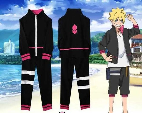 Pelucas Pelucas de Cosplay Boruto Next Generations Uzumaki Boruto Disfraz de Cosplay con Diadema Chaqueta Pantalones Fiesta de Carnaval de Halloween Traje de Anime