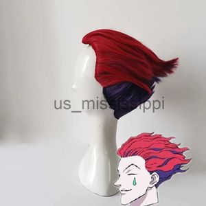 Pruiken Cosplaypruiken NEW HUNTERHUNTER Action Figure Sleutelhanger Rode en paarse kleur Hisoka Movie TV Cosplaypruik Warmte Synthetische vezels Haar Wi